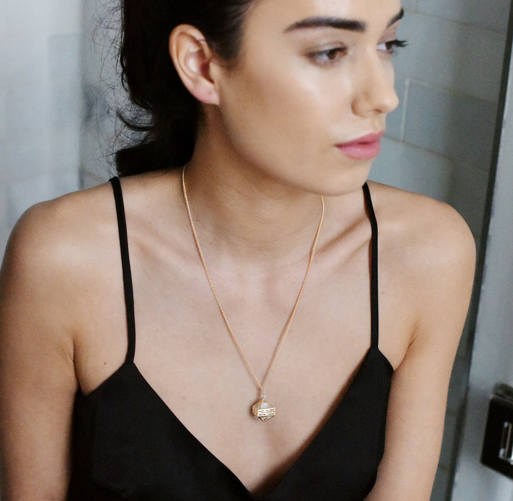 Beauty Within Pendant with Agate Drusy Quartz Crystal, Silver