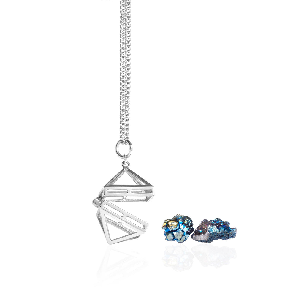 Beauty Within Pendant with Agate Drusy Quartz Crystal, Silver