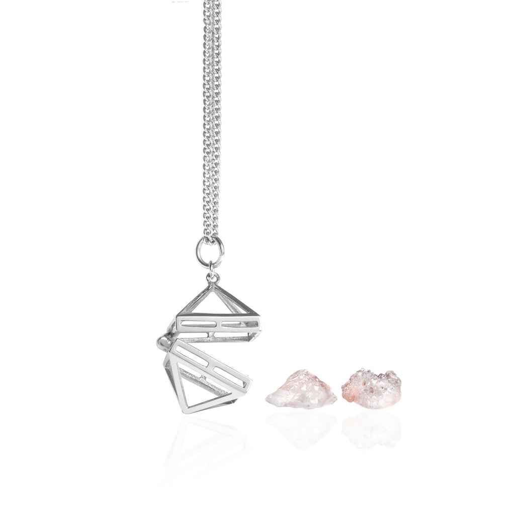 Beauty Within Pendant with Agate Drusy Quartz Crystal, Silver